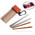 Wood Folding Chopsticks Outdoor Camping Titanium Cutlery